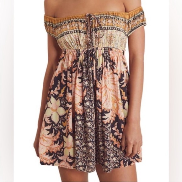 Free People Small Dress Intimately Mariposa Slip Baby Doll Dress Black Combo NWT - Picture 7 of 12